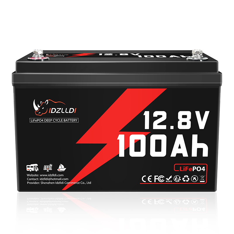 Lithium Battery 100Ah - IDZLLDI 12.8V 100Ah LiFePO4 Battery Built-in